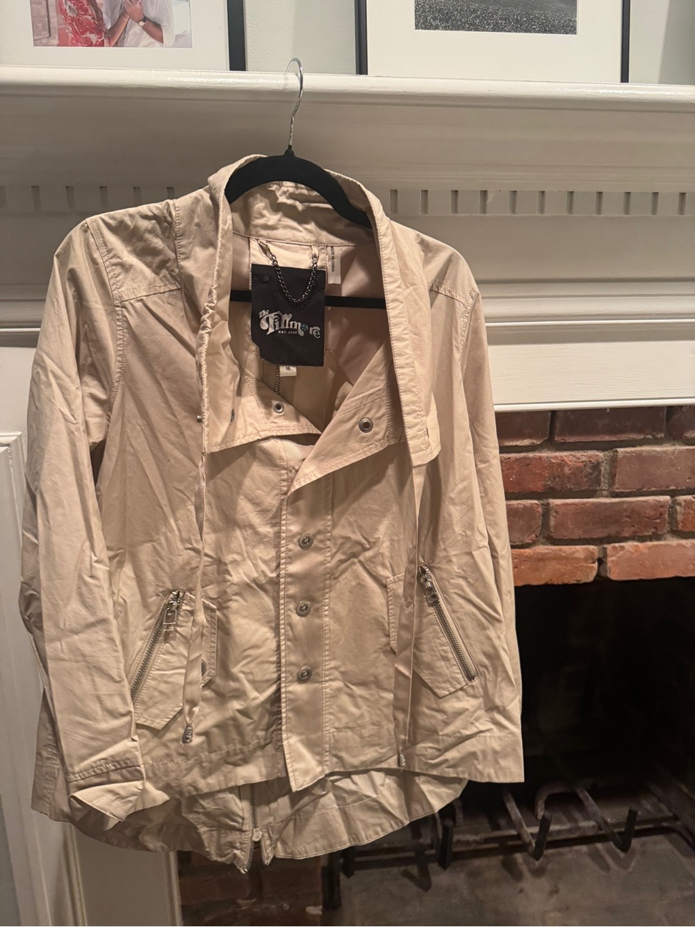 Light Beige women’s Jacket with Stand Collar